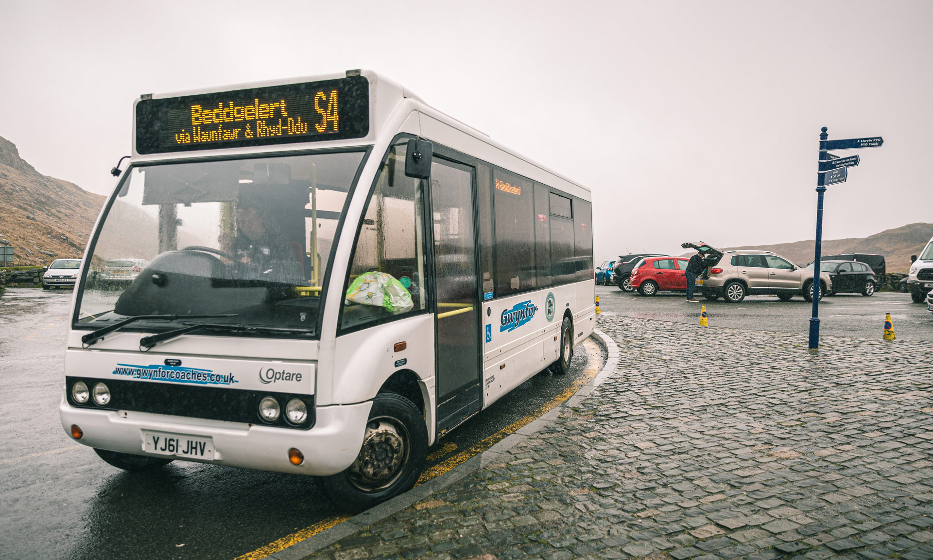 Snowdon Sherpa bus at the Pen y Pass stop