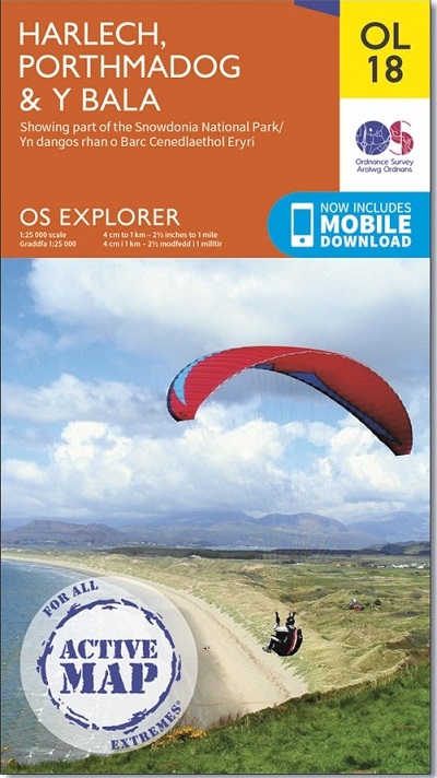 OS Explorer OL18 Harlech, Porthmadog & Bala (Map Actif)