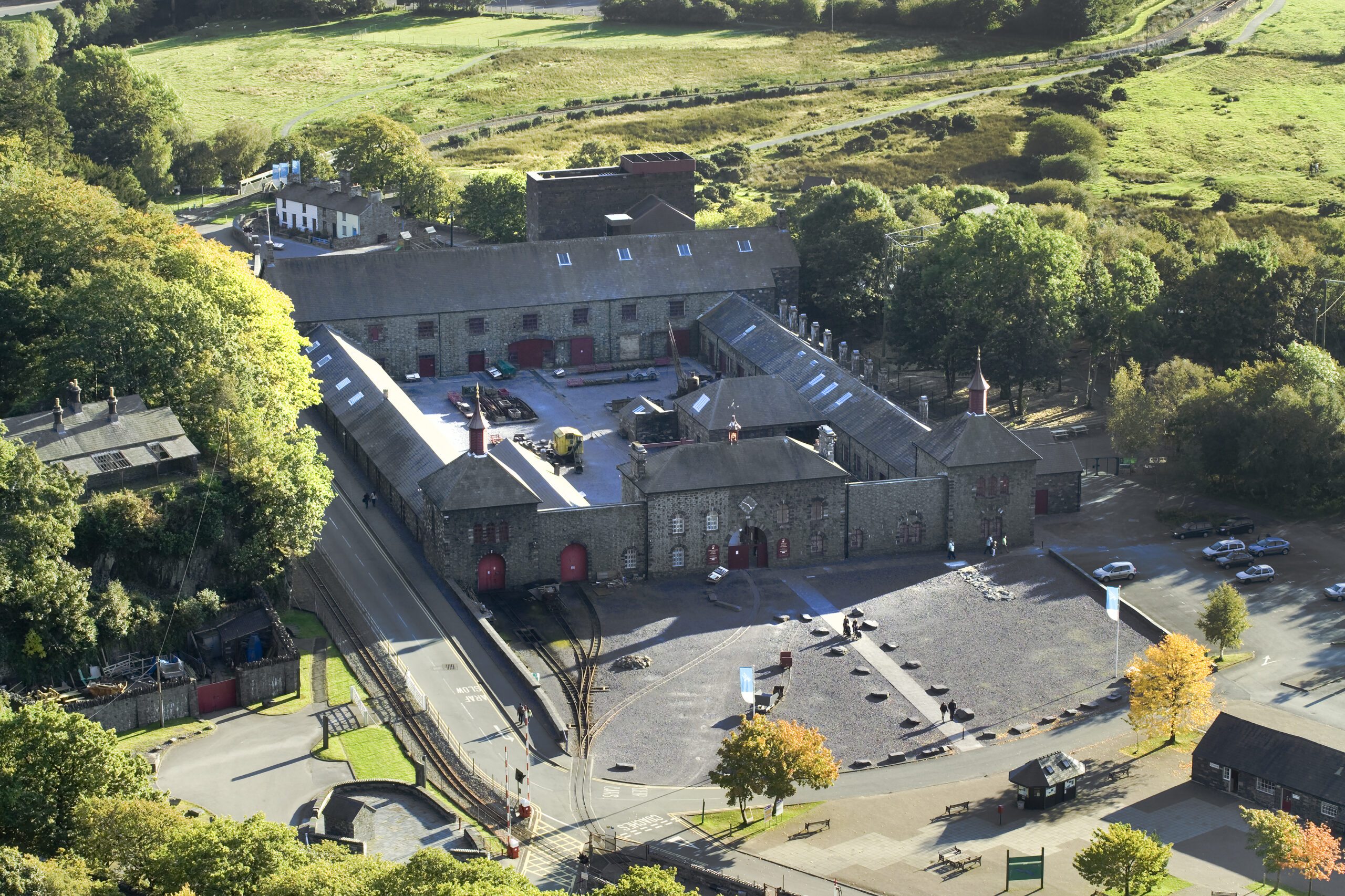 Aerial photo of the National Slate Museum, Llanberis